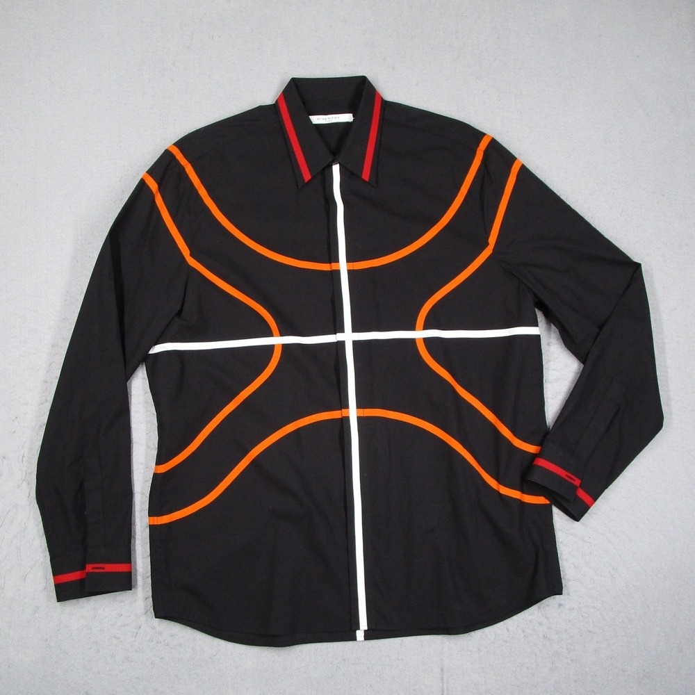 Givenchy Paris Men Basketball Graphic Print Button Down Shirt Black 15S 6027 628